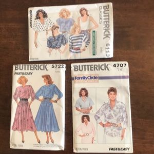 3/$30 ButteRick Sewing Patterns 1980’s SIZE Lg XL
